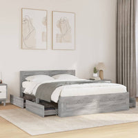 Giroletto Testiera-Struttura Letto Grigio Sonoma 140x200 cm Legno Multistrato 559827