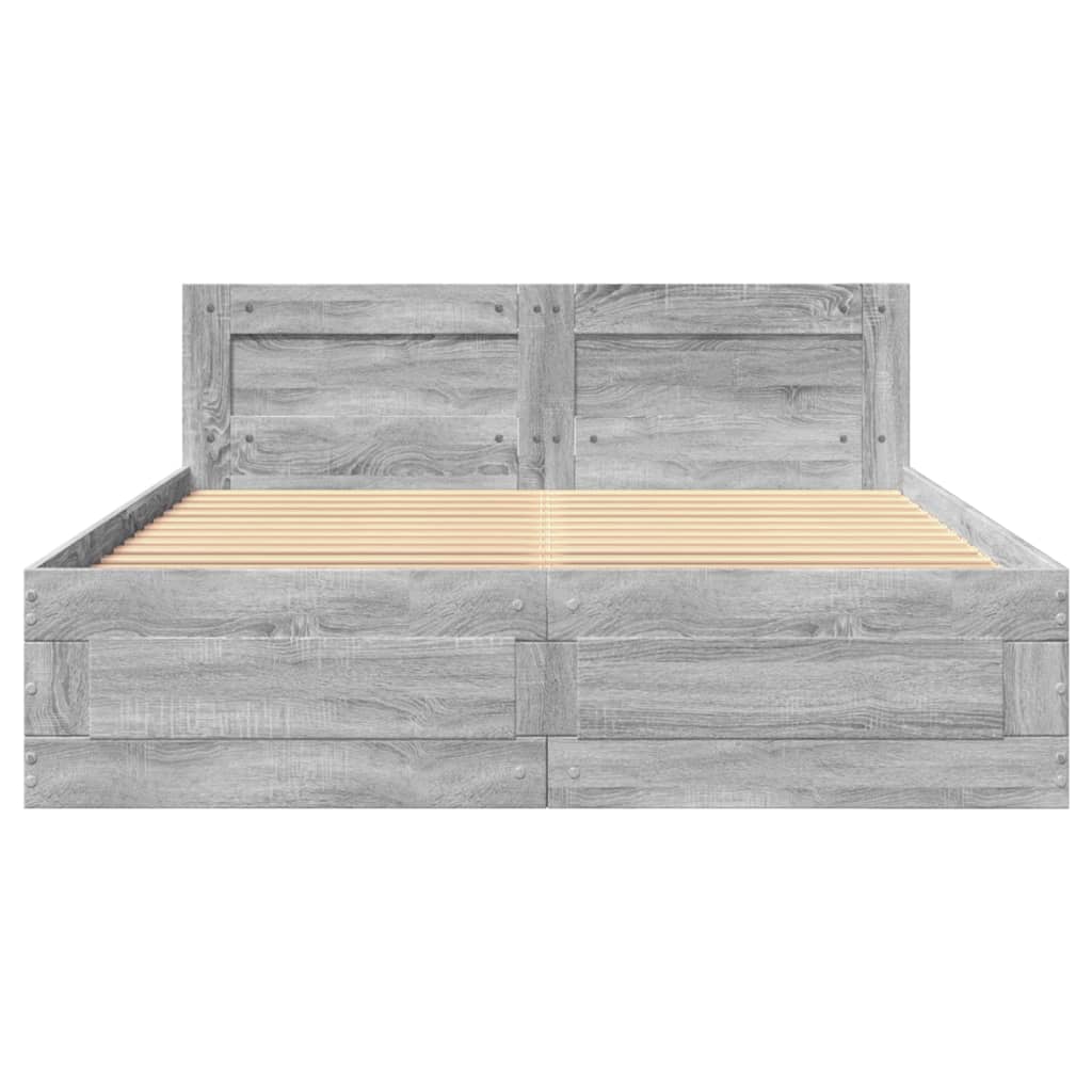 Giroletto Testiera-Struttura Letto Grigio Sonoma 120x200 cm Legno Multistrato 799819