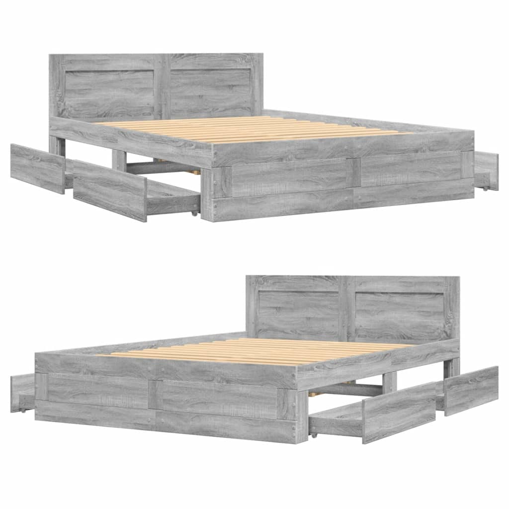 Giroletto Testiera-Struttura Letto Grigio Sonoma 120x200 cm Legno Multistrato 799819