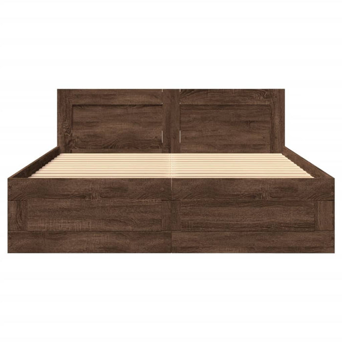 Giroletto Testiera-Struttura Letto Rovere Marrone 120x200 cm Legno Multistrato 886548