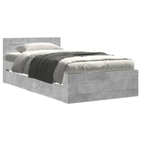 Giroletto Testiera-Struttura Letto Grigio Cemento 90x200 cm Legno Multistrato 863538