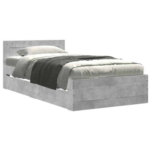 Giroletto Testiera-Struttura Letto Grigio Cemento 90x200 cm Legno Multistrato 863538