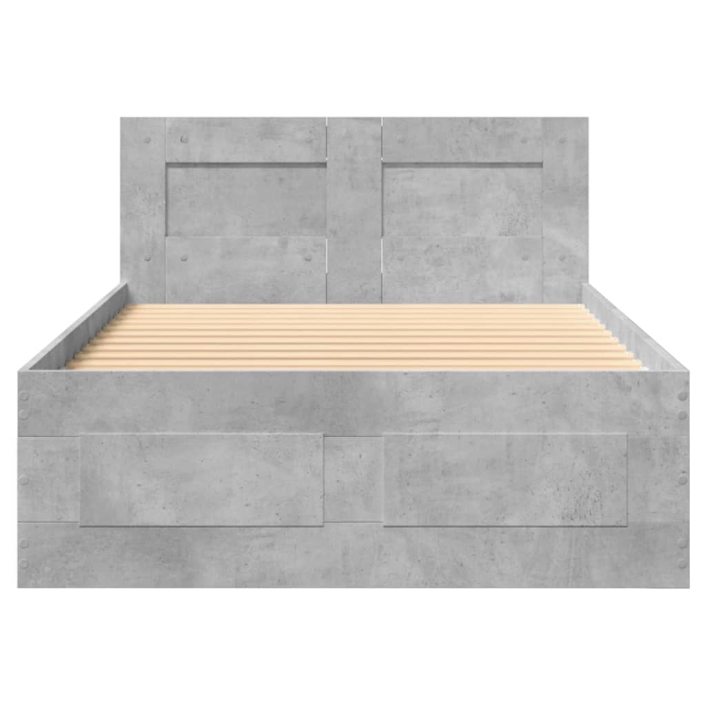 Giroletto Testiera-Struttura Letto Grigio Cemento 90x200 cm Legno Multistrato 863538