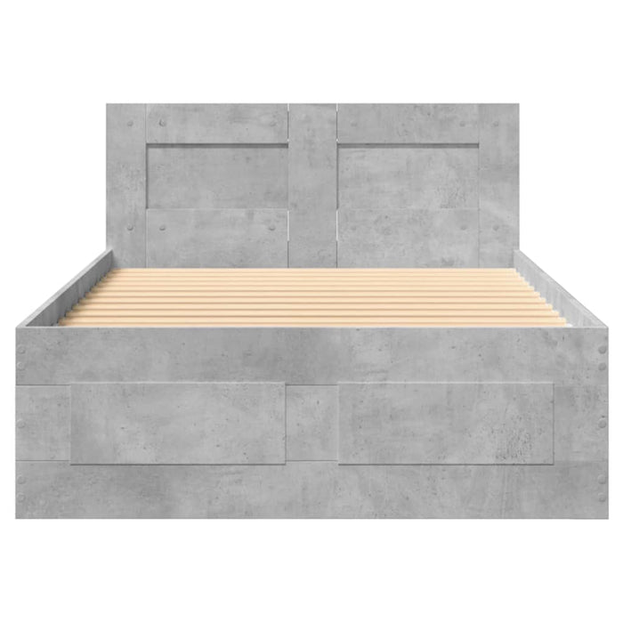 Giroletto Testiera-Struttura Letto Grigio Cemento 90x200 cm Legno Multistrato 863538