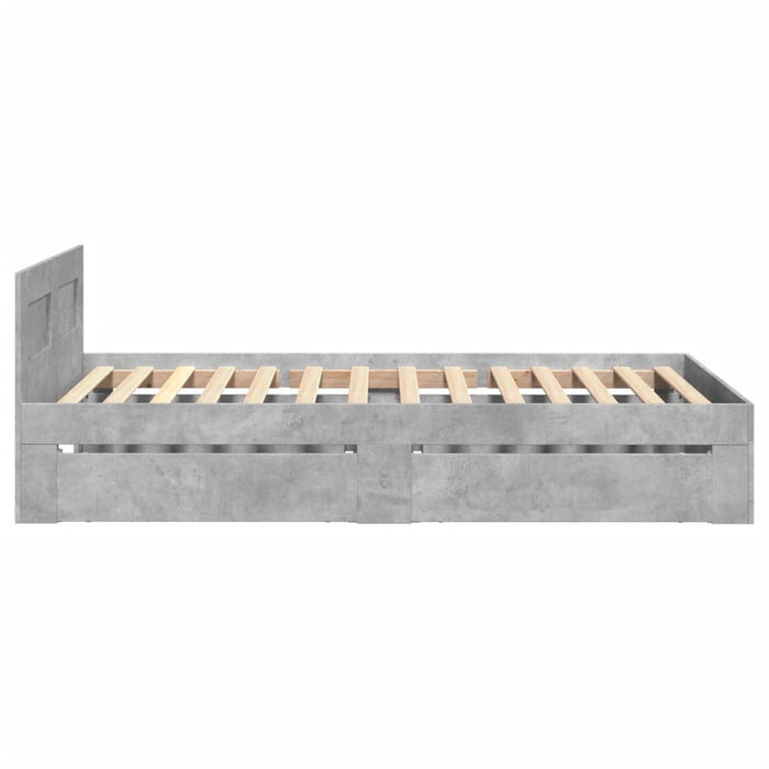 Giroletto Testiera-Struttura Letto Grigio Cemento 90x200 cm Legno Multistrato 863538