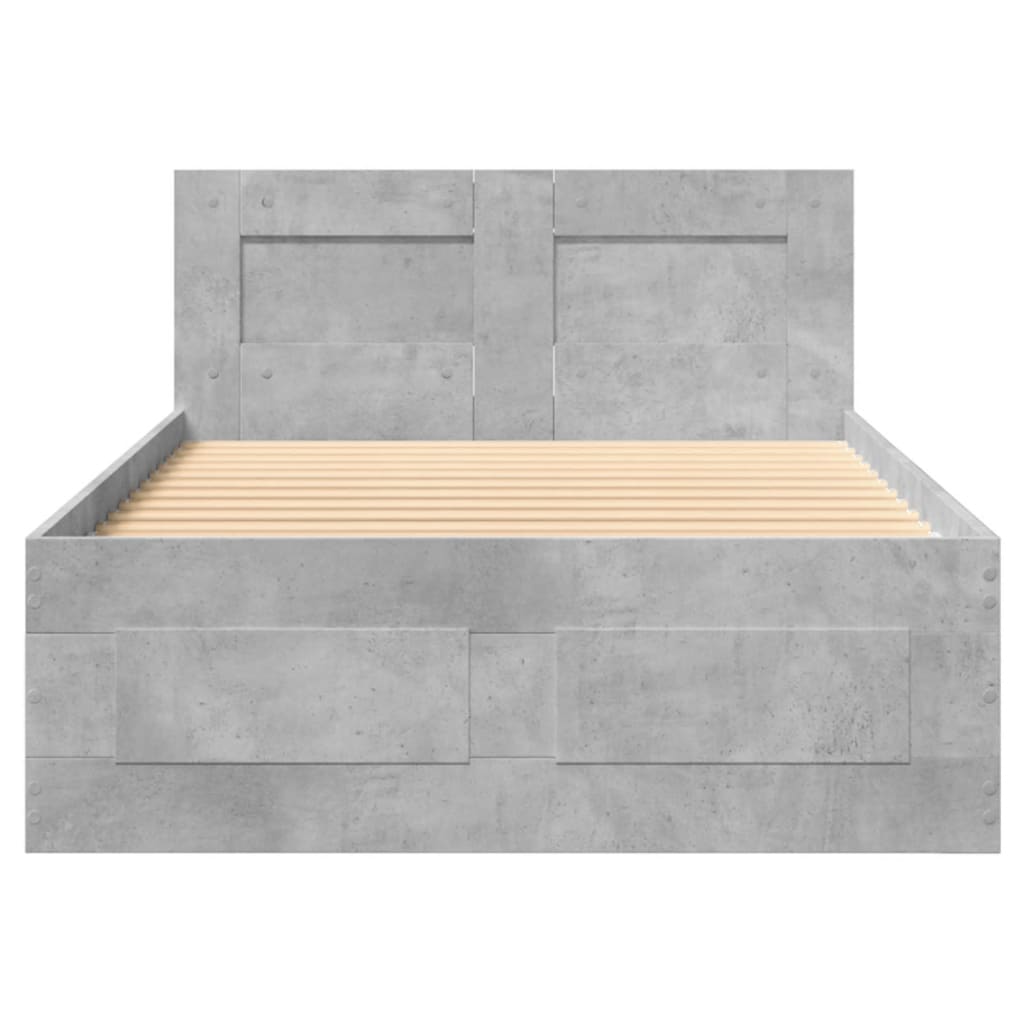 Giroletto Testiera-Struttura Letto Grigio Cemento 75x190 cm Legno Multistrato 168235