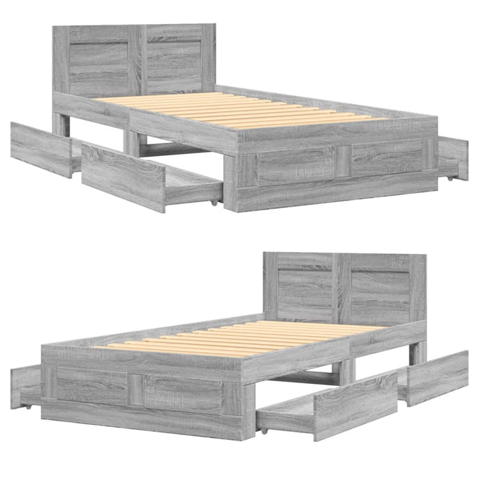 Giroletto Testiera-Struttura Letto Grigio Cemento 75x190 cm Legno Multistrato 168235
