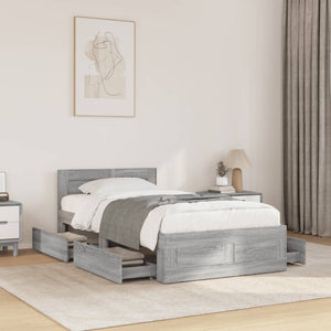 Giroletto Testiera-Struttura Letto Grigio Cemento 75x190 cm Legno Multistrato 168235