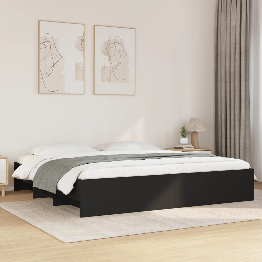 Giroletto senza Materasso-Struttura Letto Nero 180x200 cm in Legno Multistrato 614094
