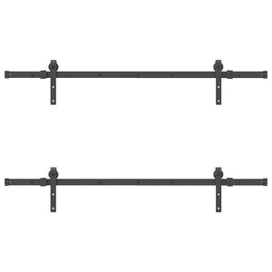 Kit di Binari per Porte Scorrevoli 152,5 cm Acciaio Nero