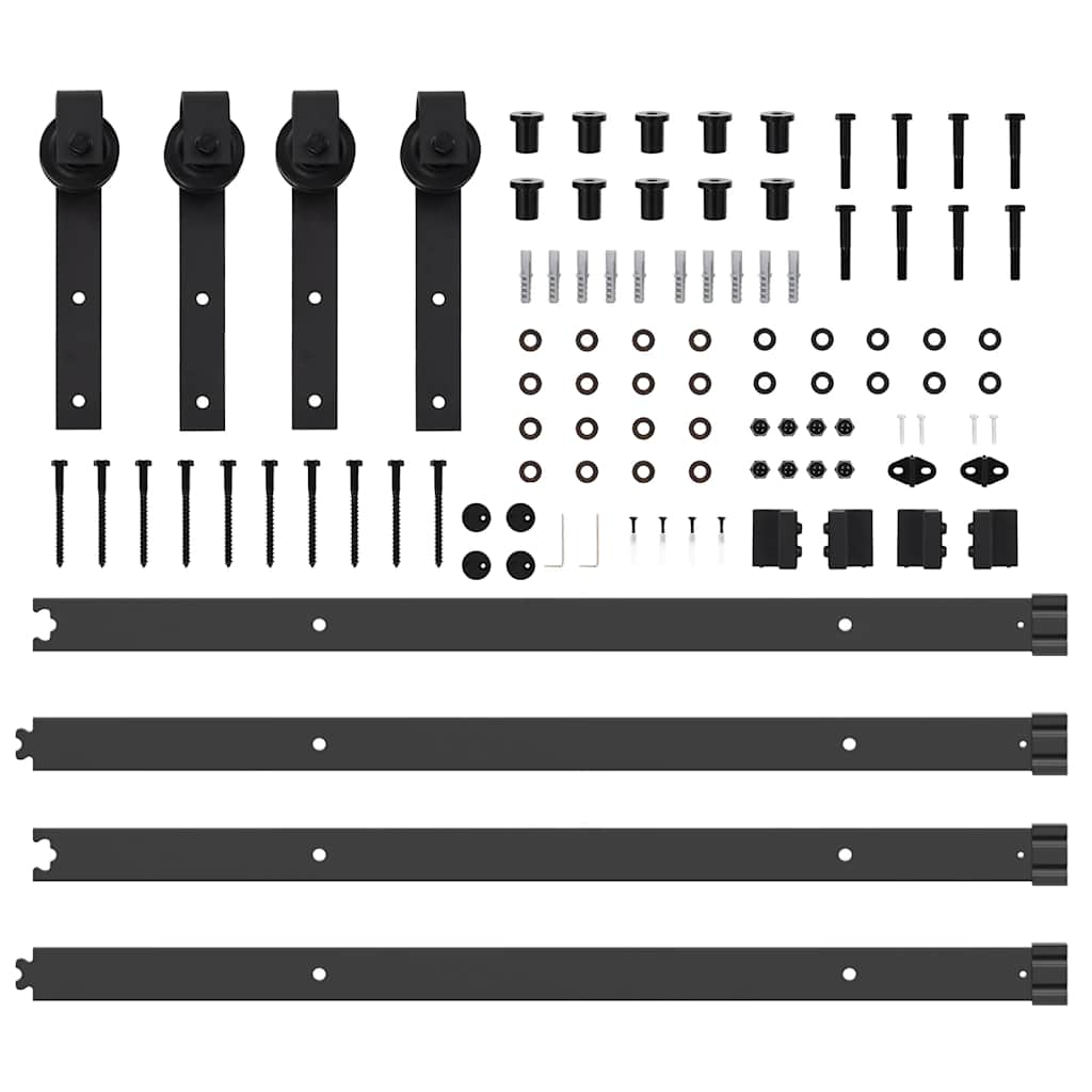 Kit di Binari per Porte Scorrevoli 152,5 cm Acciaio Nero 3295719