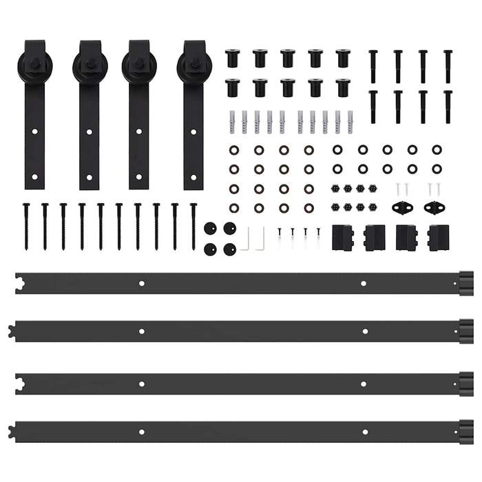 Kit di Binari per Porte Scorrevoli 213,5 cm Acciaio Nero 3295720