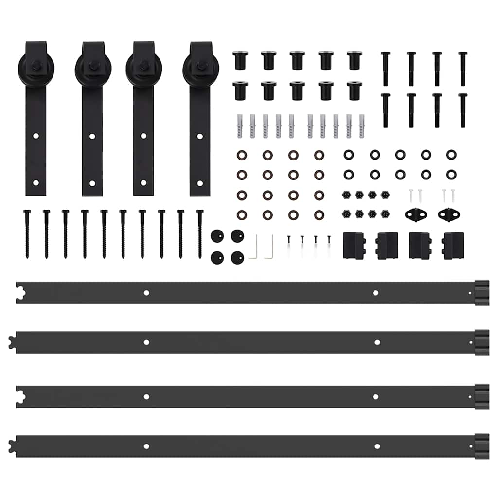 Kit di Binari per Porte Scorrevoli 213,5 cm Acciaio Nero 3295720