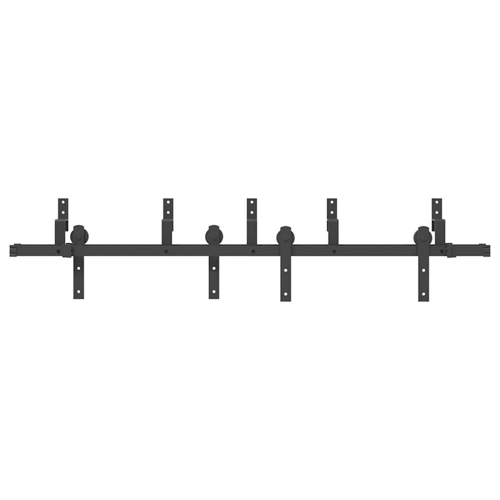 Kit di Binari per Porte Scorrevoli 183 cm Acciaio Nero 3295721