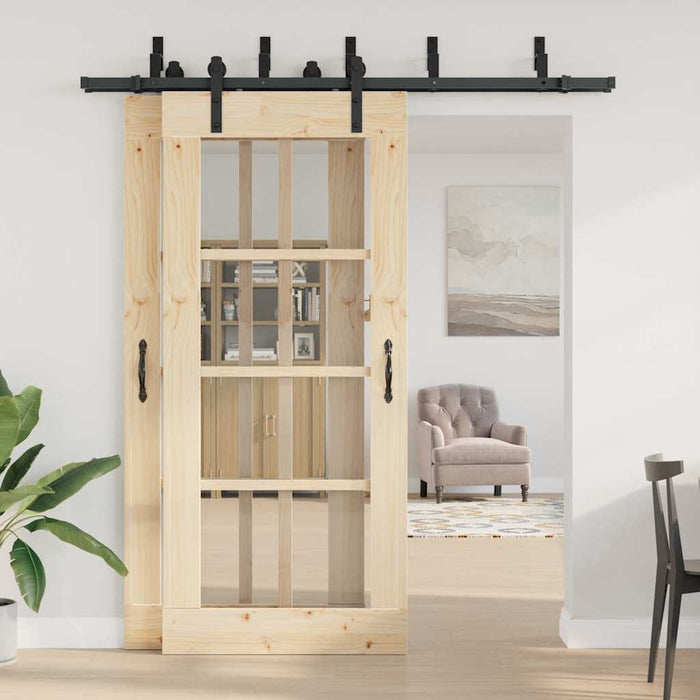 Kit di Binari per Porte Scorrevoli 200 cm Acciaio Nero 3295722