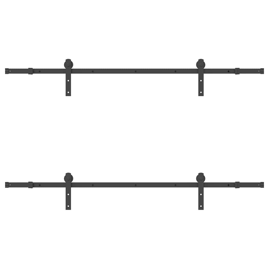 Kit di Binari per Porte Scorrevoli 200 cm Acciaio Nero 3295722
