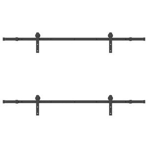 Kit di Binari per Porte Scorrevoli 200 cm Acciaio Nero 3295722