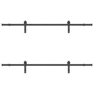 Kit di Binari per Porte Scorrevoli 213,5 cm Acciaio Nero 3295724
