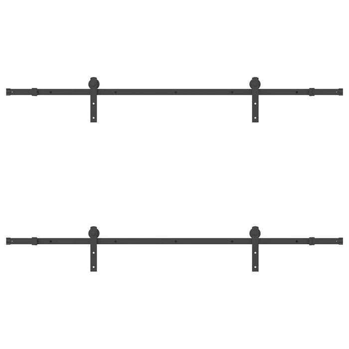 Kit di Binari per Porte Scorrevoli 213,5 cm Acciaio Nero 3295724