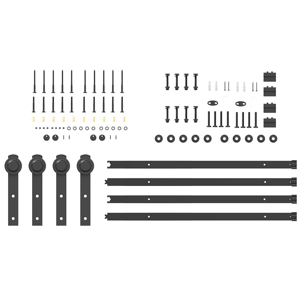 Kit di Binari per Porte Scorrevoli 213,5 cm Acciaio Nero 3295724