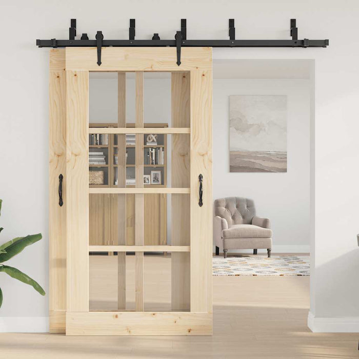 Kit di Binari per Porte Scorrevoli 213,5 cm Acciaio Nero