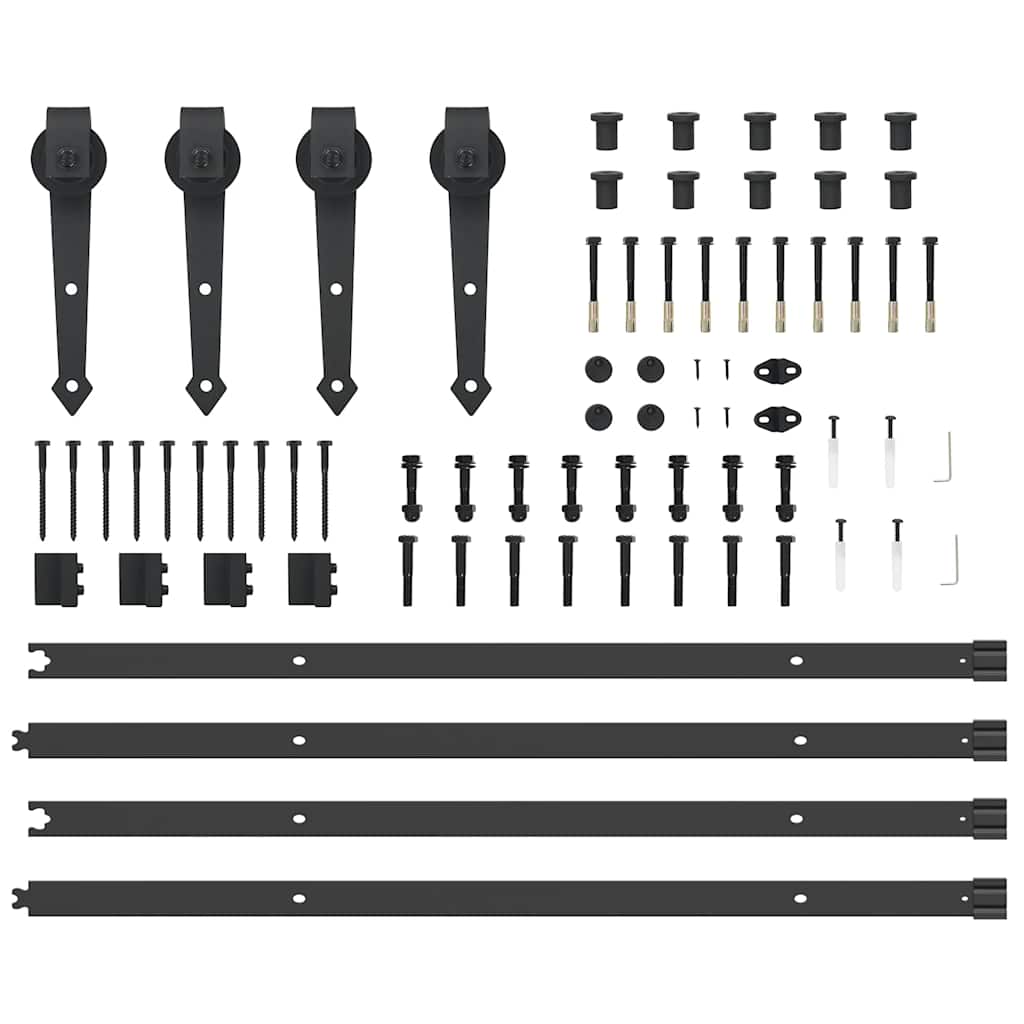 Kit di Binari per Porte Scorrevoli 213,5 cm Acciaio Nero