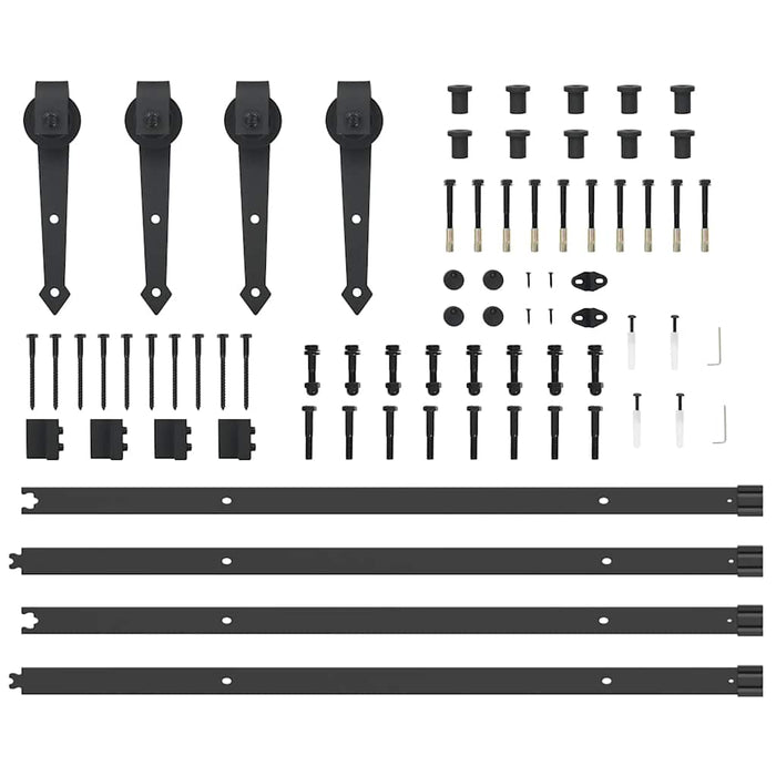 Kit di Binari per Porte Scorrevoli 213,5 cm Acciaio Nero