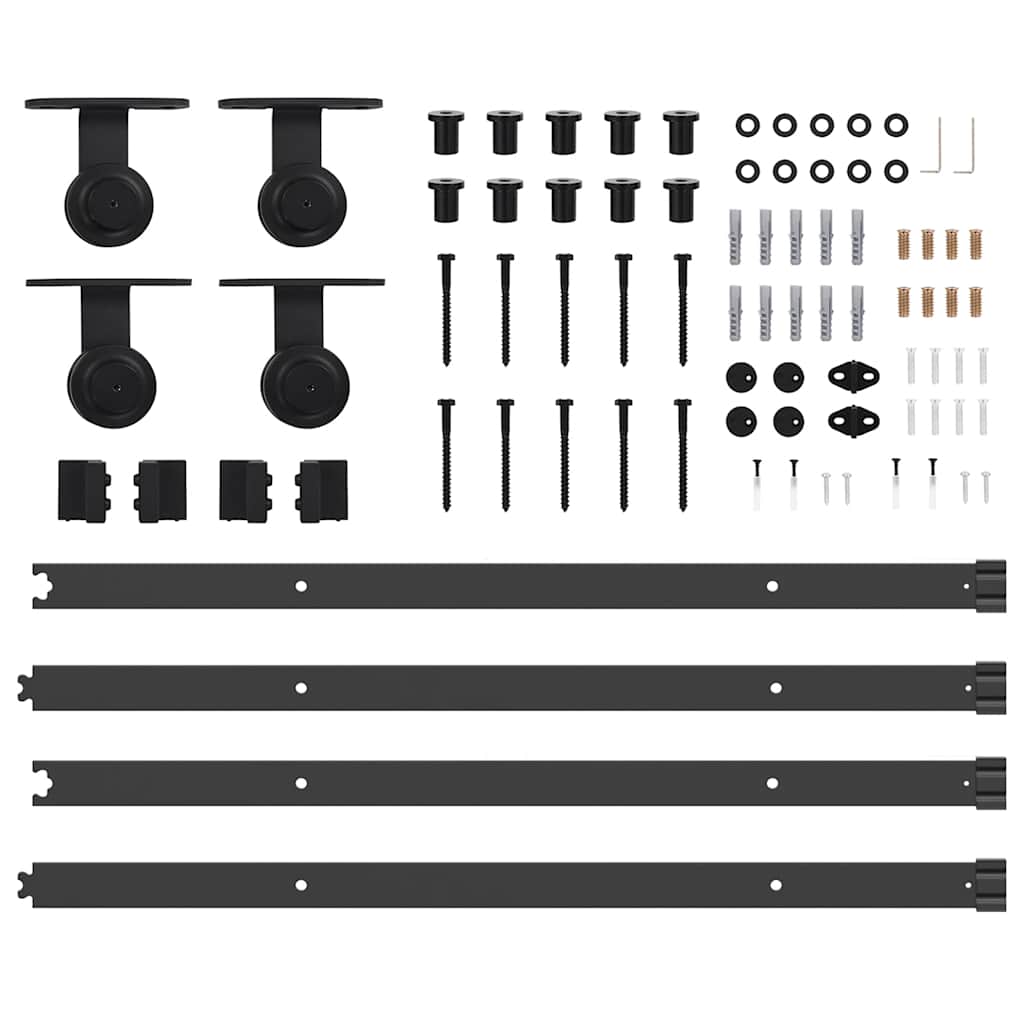 Kit di Binari per Porte Scorrevoli 213,5 cm Acciaio Nero 3295728