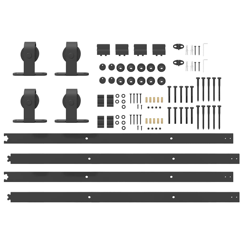 Kit di Binari per Porte Scorrevoli 183 cm Acciaio Nero 3295729