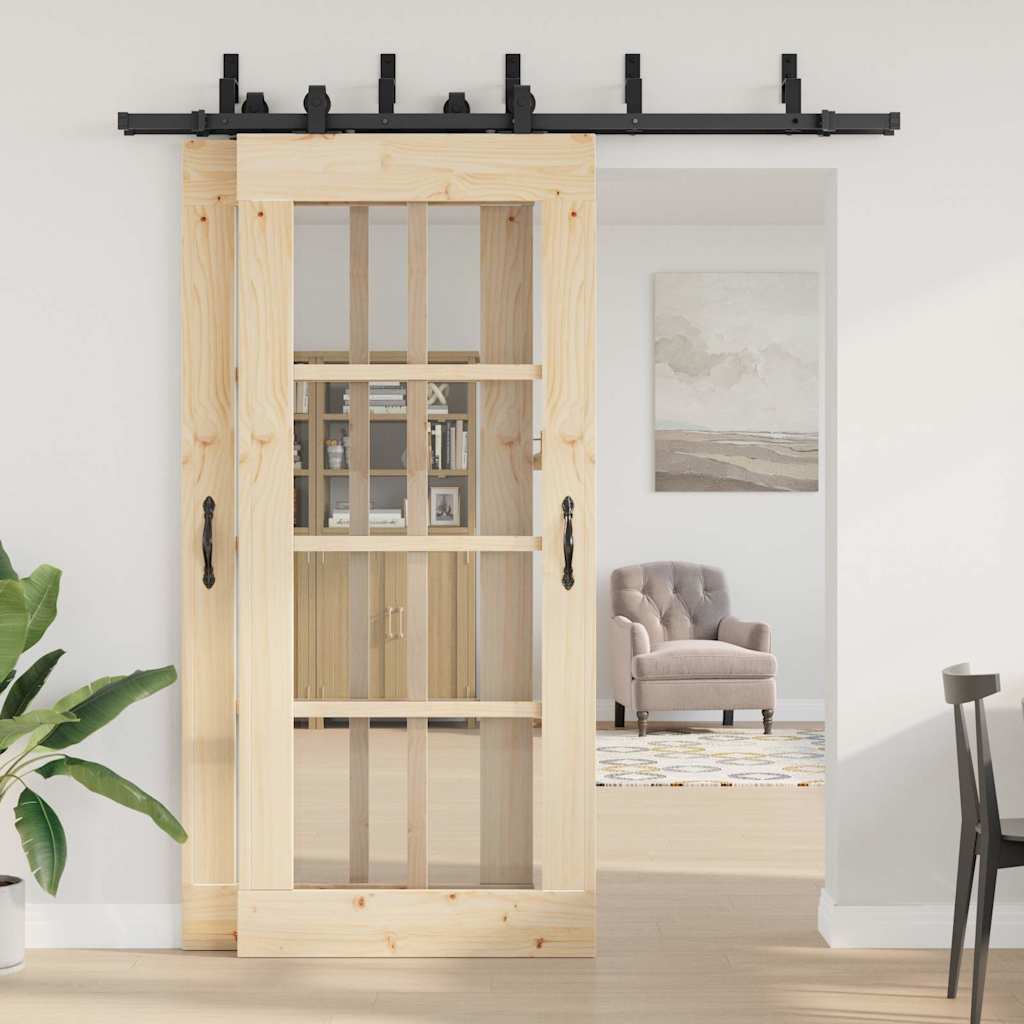 Kit di Binari per Porte Scorrevoli 200 cm Acciaio Nero 3295730