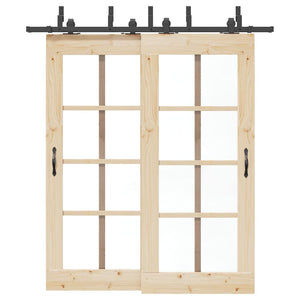 Kit di Binari per Porte Scorrevoli 200 cm Acciaio Nero 3295730