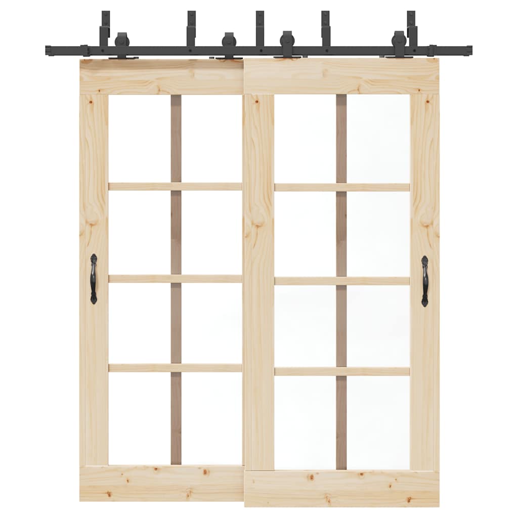 Kit di Binari per Porte Scorrevoli 200 cm Acciaio Nero