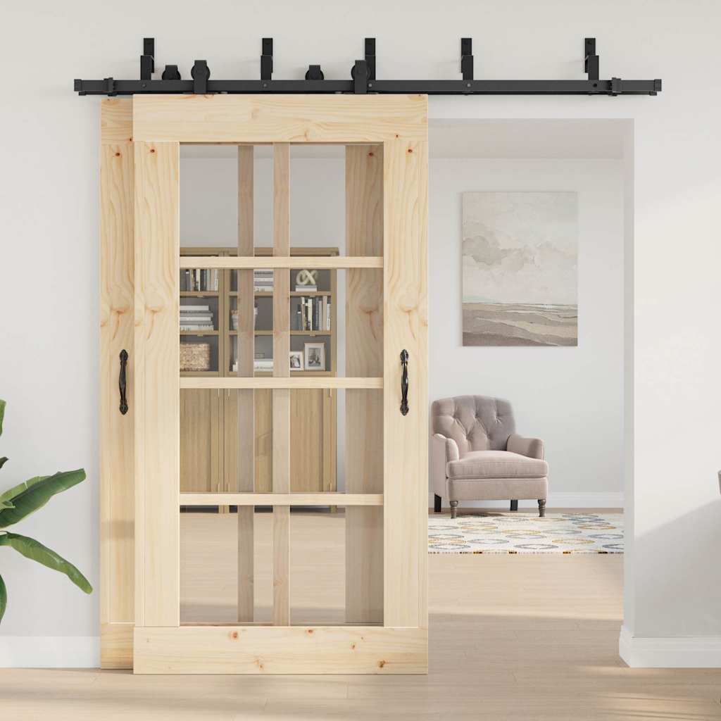 Kit di Binari per Porte Scorrevoli 213,5 cm Acciaio Nero 3295732