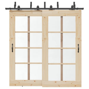 Kit di Binari per Porte Scorrevoli 213,5 cm Acciaio Nero 3295732