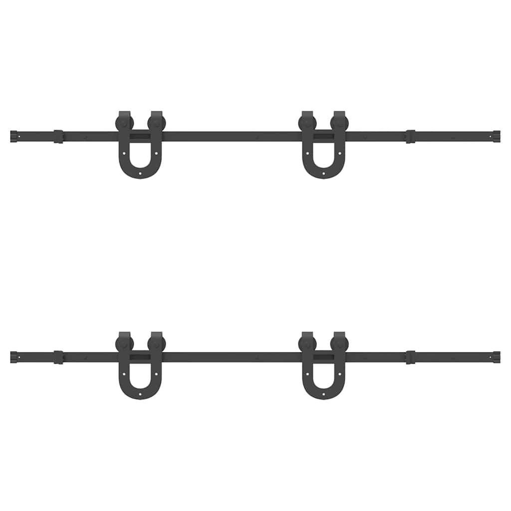 Kit di Binari per Porte Scorrevoli 183 cm Acciaio Nero