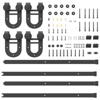 Kit di Binari per Porte Scorrevoli 183 cm Acciaio Nero 3295733