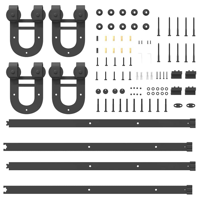 Kit di Binari per Porte Scorrevoli 183 cm Acciaio Nero 3295733