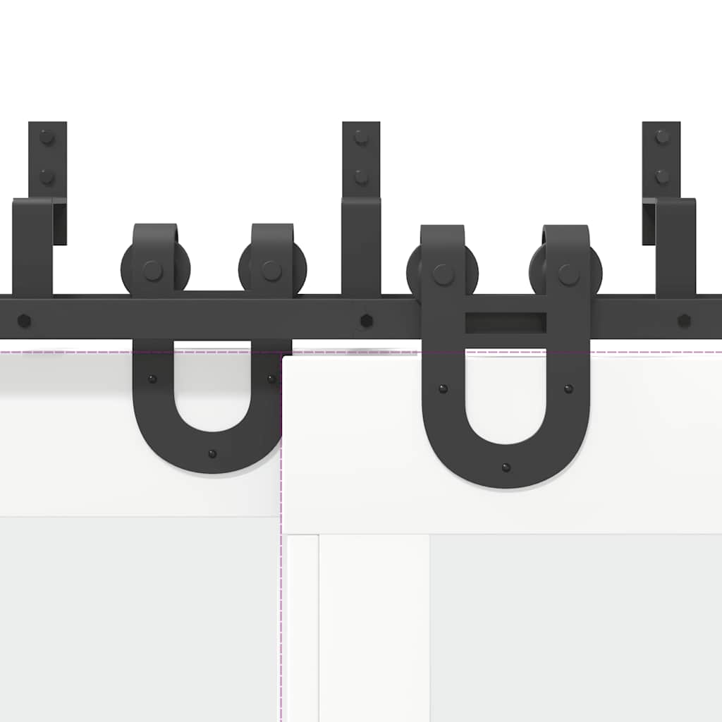 Kit di Binari per Porte Scorrevoli 183 cm Acciaio Nero 3295733