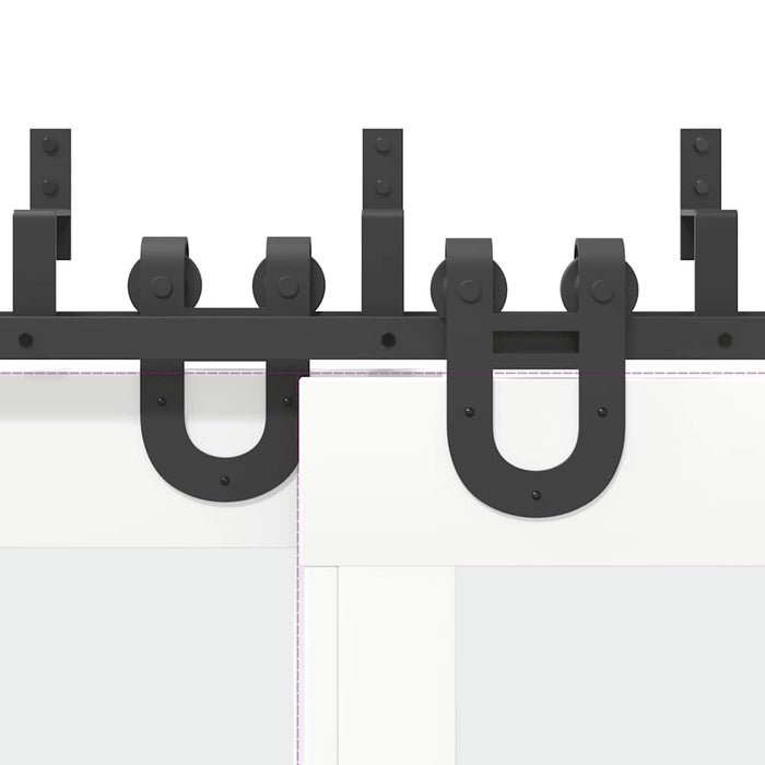 Kit di Binari per Porte Scorrevoli 183 cm Acciaio Nero 3295733