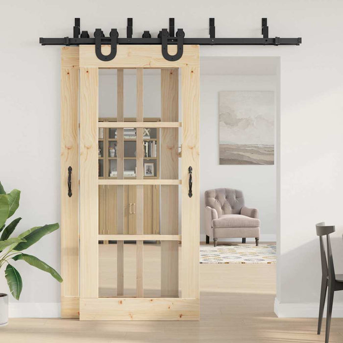 Kit di Binari per Porte Scorrevoli 200 cm Acciaio Nero 3295734