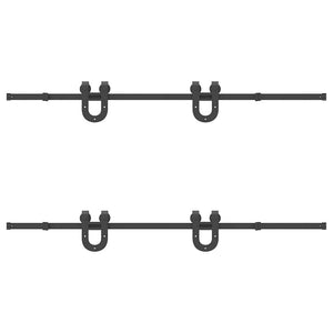 Kit di Binari per Porte Scorrevoli 200 cm Acciaio Nero 3295734