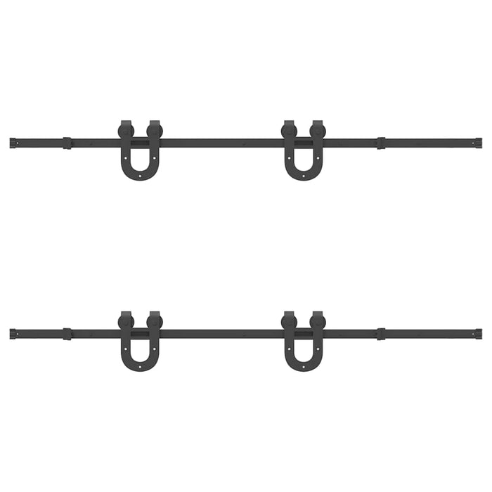 Kit di Binari per Porte Scorrevoli 200 cm Acciaio Nero 3295734