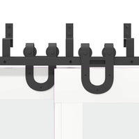 Kit di Binari per Porte Scorrevoli 200 cm Acciaio Nero 3295734
