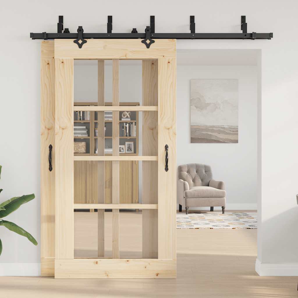 vidaXL Kit di Binari per Porte Scorrevoli 213,5 cm Acciaio Nero