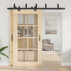 vidaXL Kit di Binari per Porte Scorrevoli 213,5 cm Acciaio Nero