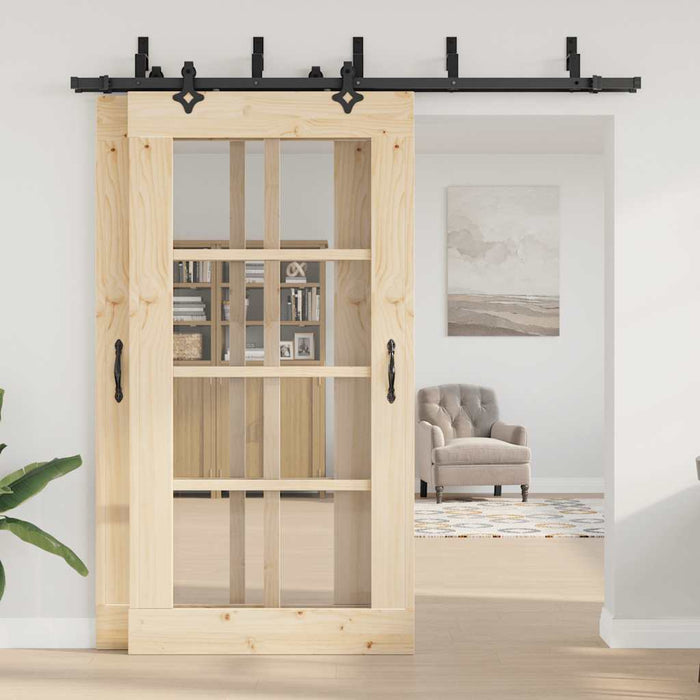 vidaXL Kit di Binari per Porte Scorrevoli 213,5 cm Acciaio Nero