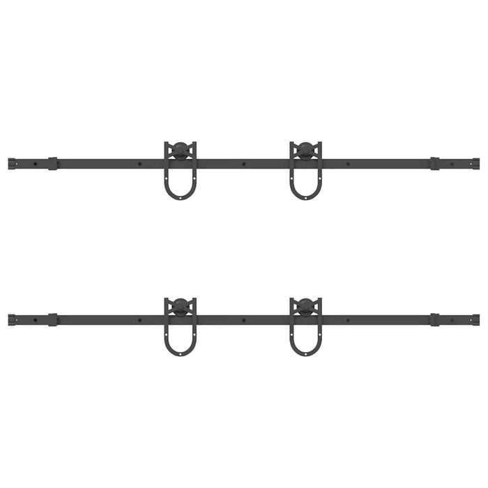 Kit di Binari per Porte Scorrevoli 183 cm Acciaio Nero 3295737