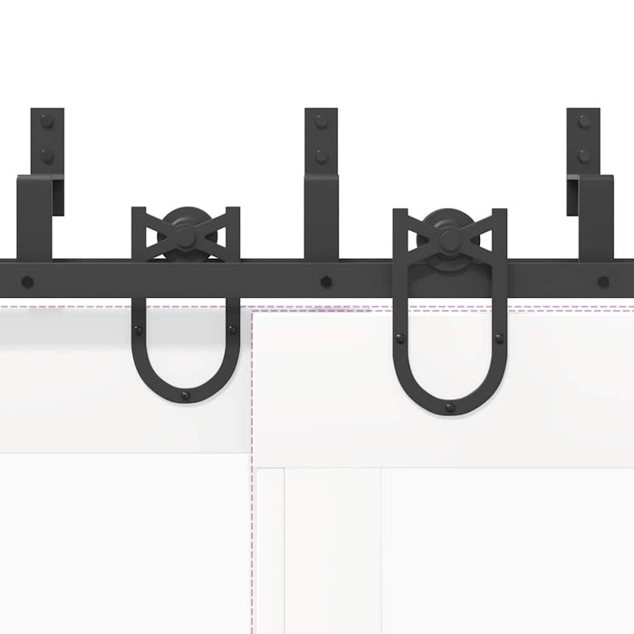 Kit di Binari per Porte Scorrevoli 183 cm Acciaio Nero 3295737