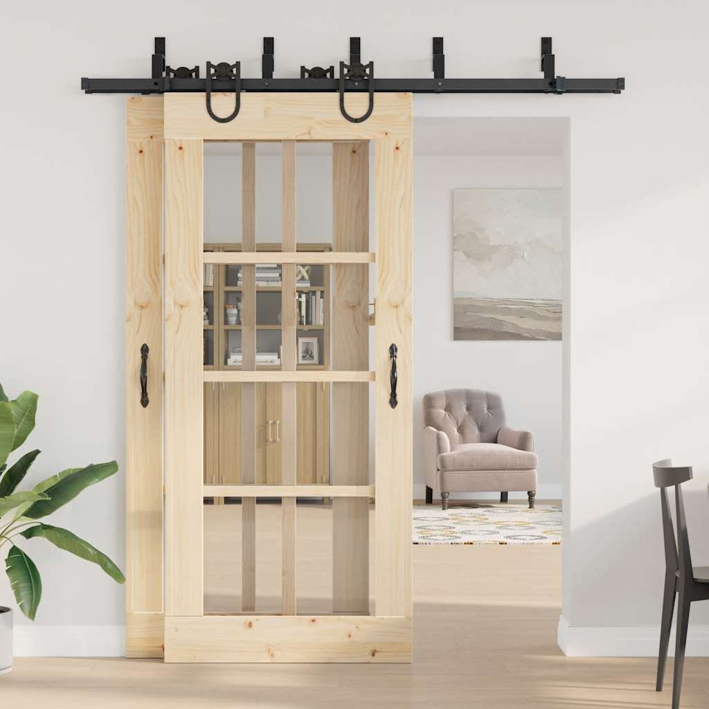 Kit di Binari per Porte Scorrevoli 200 cm Acciaio Nero