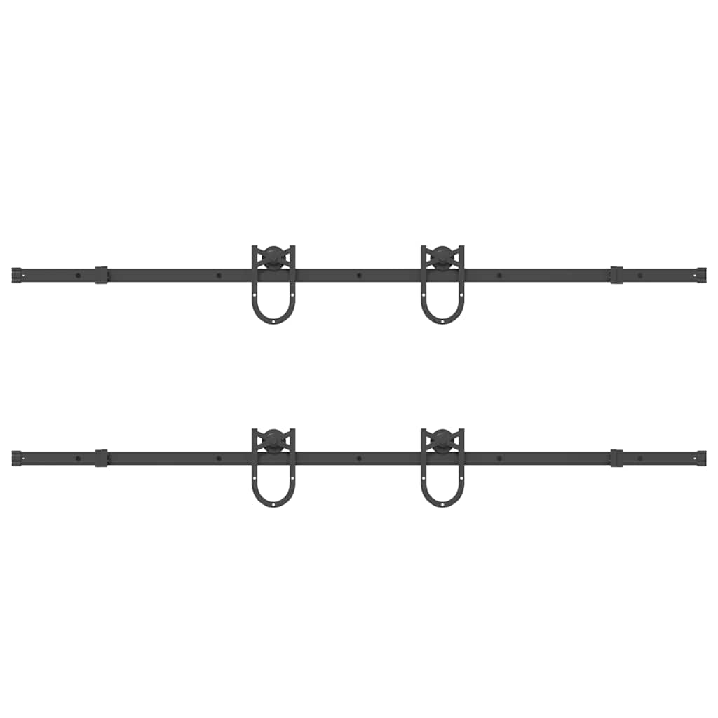Kit di Binari per Porte Scorrevoli 200 cm Acciaio Nero 3295738